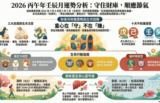 丙午年流月运势分析~壬辰月财库月2026年4月5日-2026年5月5日